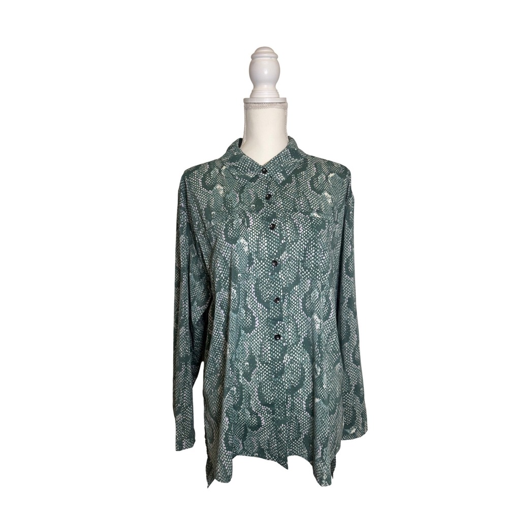 G by Giuliana women's‎ long sleeve shirt green animal print size XL